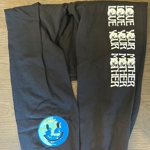 Brand New Natalie Mariduena ‘Love Your Mother’ Black Sweatpants